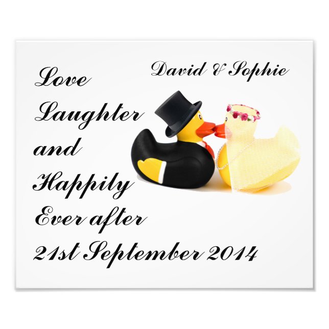 Love Laughter Wedding Ducks Photo Print (Front)