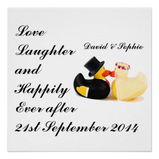 Love Laughter Wedding Ducks Poster