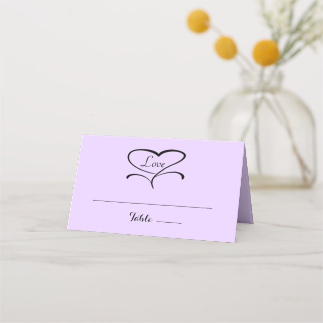 Love Lavendar Folded Placecards (Front)