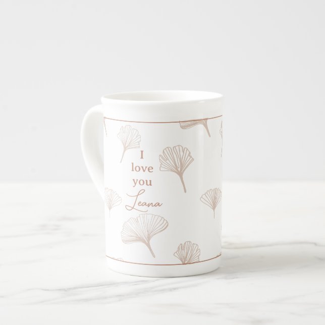 Love Leana Ginko Tree Leaves Bone China Mug (Front Left)