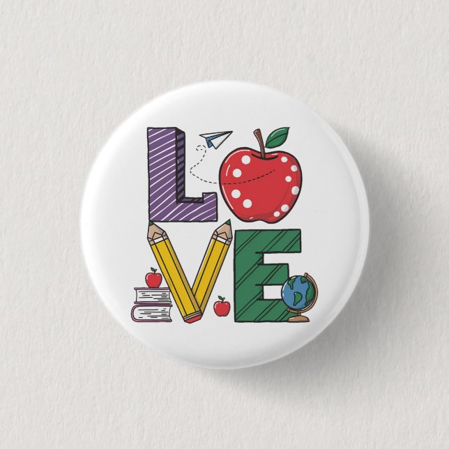 Love learning Beautiful Back to School 1 Inch Round Button (Front)