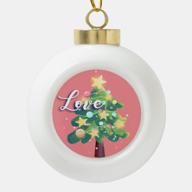 Love Légende Carton Arbre de Noël Ornement rose (Devant)