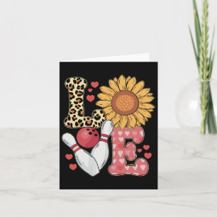 Love Leopard Sunflower Bowling Valentine Bowling P Card