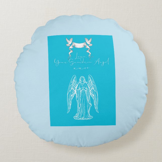 Love Letter Design - Love, Your Guardian Angelxxoo Round Pillow (Front)