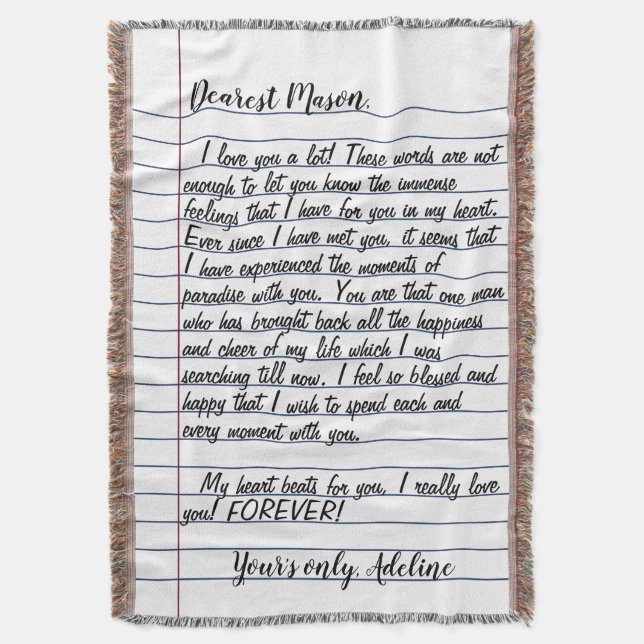 Love Letter Gift Husband Wife For Him Her Blanket (Front Vertical)