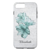 Love Letter Mint Illustrated Flower Customize Name
