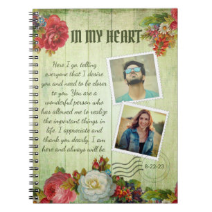 Love letter photo vintage rustic floral romantic notebook