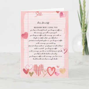 Love Letter   Reasons I Love You Valentine's Day Card