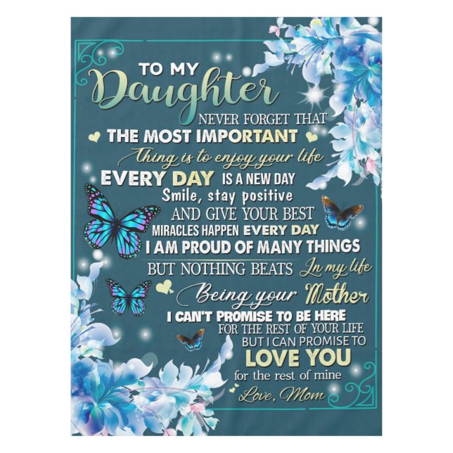 Love Letter To My Daughter From Mom Birthday Gift Tablecloth (Front)