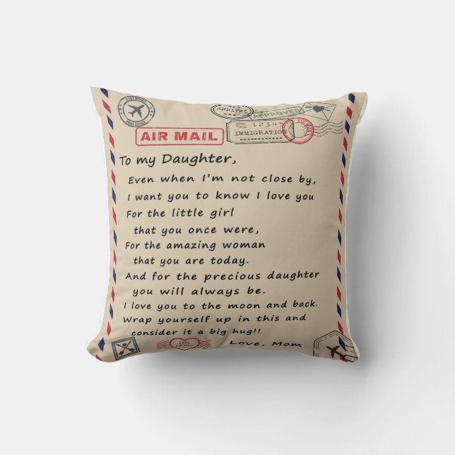 Love Letter To My Daughter From Mom Birthday Gift Throw Pillow (Front)