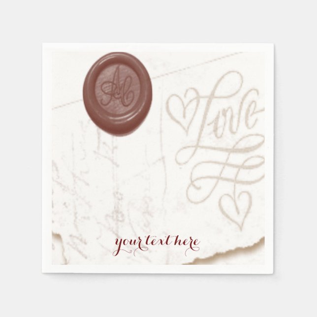 Love Letter Wedding Paper Napkin Set (Front)