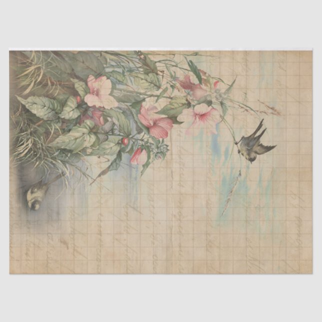 Love Letter with Hibiscus Decoupage | Tissue Paper (Front)
