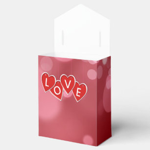 Love Lettering Red Hearts Favor Box