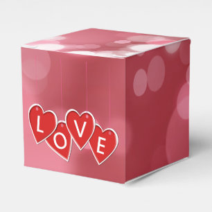 Love Lettering Red Hearts Favor Box