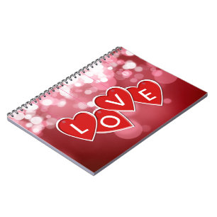 Love Lettering Red Hearts Notebook