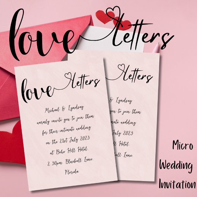 Love Letters Handwritten Vintage Rose Pink Wedding Invitation (Creator Uploaded)