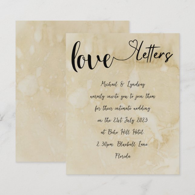 Love Letters Handwritten Vintage Themed Wedding (Front/Back)