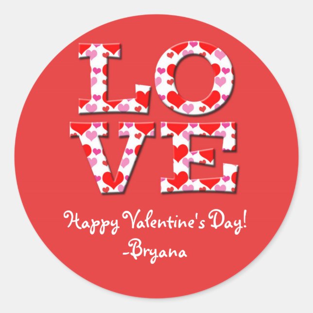 LOVE Letters Heart Typographie Sticker de Valentin (Devant)