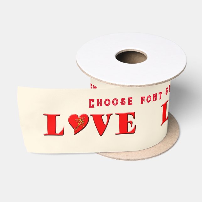 LOVE Letters ( L♥VE) Valentine's Day Satin Ribbon (Spool)