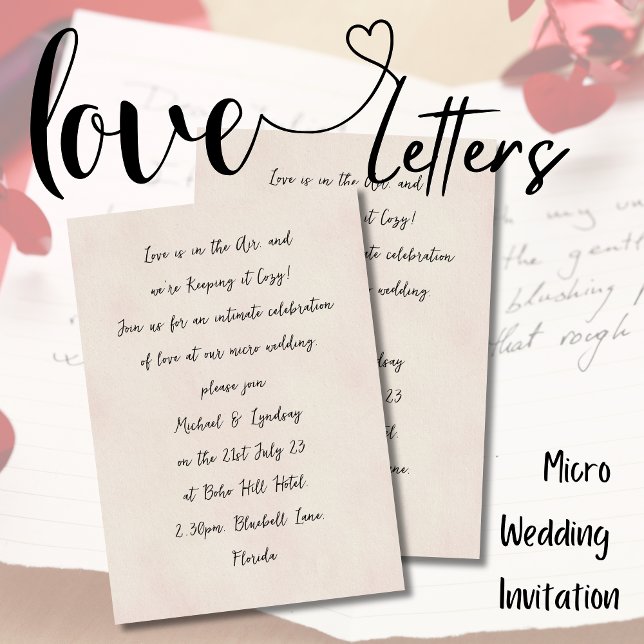 Love Letters MICRO WEDDING Handwritten Blush Pink Invitation (Creator Uploaded)