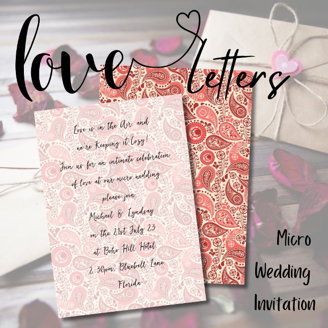 Love Letters MICRO WEDDING Handwritten Rose Paisle Invitation (Creator Uploaded)