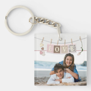 Love Letters, Roses, Add Photo Keychain