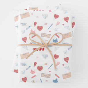 Love Letters Valentine Stationery Valetines Day Wrapping Paper Sheet