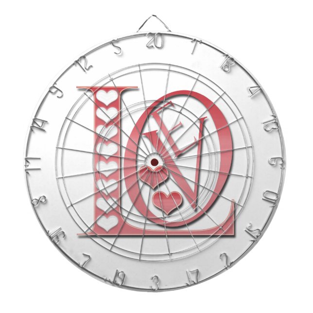 Love Letters With Hearts by Shirley Taylor Dartboard (Front)