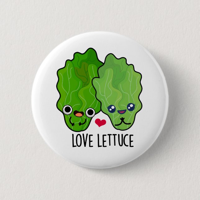 Love Lettuce Cute Veggie Pun 2 Inch Round Button (Front)
