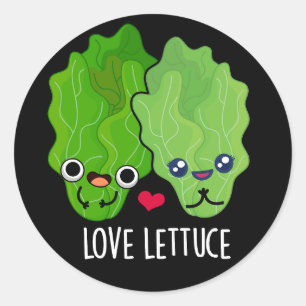 Love Lettuce Funny Veggie Pun Dark BG Classic Round Sticker