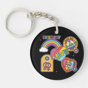 Love. LGBT+Pride. Pride day. Rainbow love. Keych Keychain