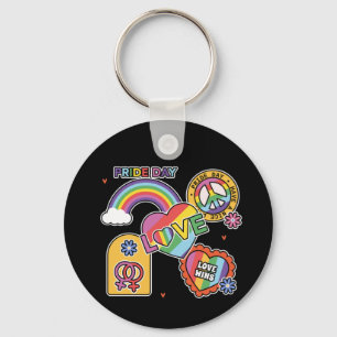 Love. LGBT+Pride. Pride day. Rainbow love. Keychain