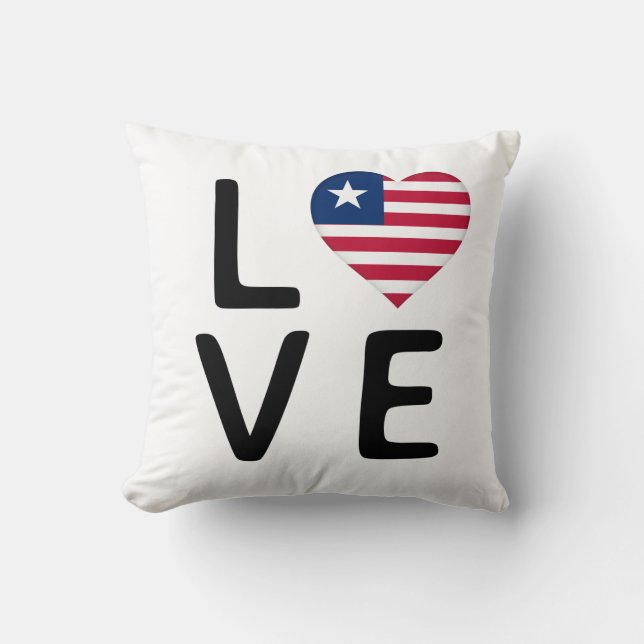 Love - Liberia Flag Throw Pillow (Front)