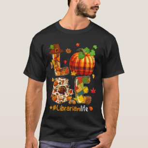 Love Librarian Thanksgiving Job Team Fall Pumpkins T-Shirt