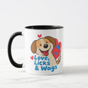 Love, Licks & Wags Happy Smiling Dog Lover Coffee  Mug