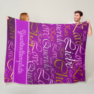 Love,liebe,kara,cher,käre,querido,text,rose,festiv Fleece Blanket