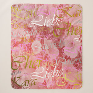 Love,liebe,kara,cher,käre,querido,text,rose,festiv Sherpa Blanket