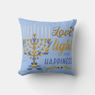 Love, Light and Happiness Hanukkah Throw Pillow