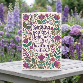 Love, Light and Healing Vibes | Boho Folk Art Card