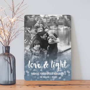 Love & Light Bokeh Hanukkah Photo Card