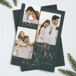 Love Light Joy Star David Hanukkah Photo Collage Holiday Card<br><div class="desc">Elegant Hanukkah three photo collage card featuring an elegant typography design "Love Joy Light" in faux gold. Sparkling gold stars create the star of David. Artwork by Moodthology Papery.</div>