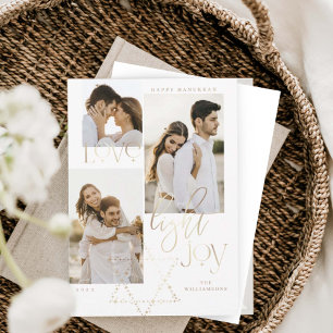 Love Light Joy Star David Hanukkah Photo Collage Holiday Card