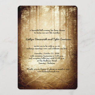 Love Light Shines In Vintage Retro Fall Wedding Invitation