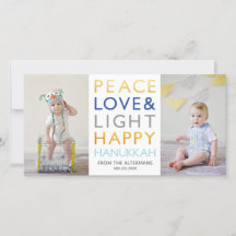 Love & Light Typography Hanukkah Photo Card