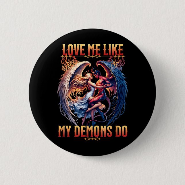 Love Like Demons Do Devil Angel Halloween Goth 2 Inch Round Button (Front)