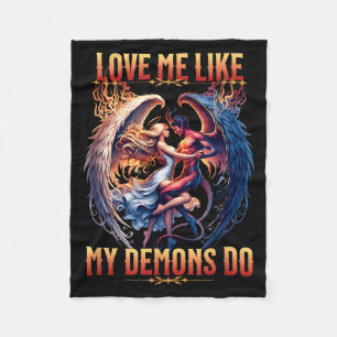 Love Like Demons Do Devil Angel Halloween Goth Fleece Blanket