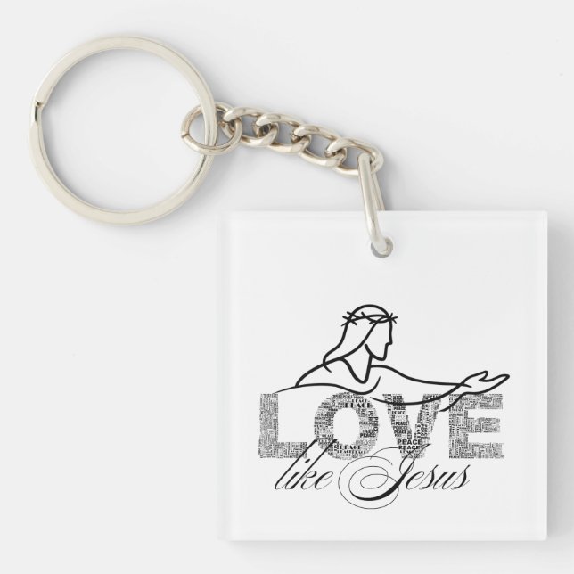 Love Like Jesus Christian Typography Design Keychain (Front)
