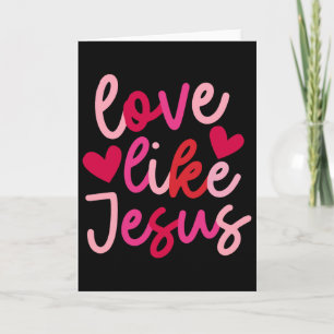 Love Like Jesus Coquette Heart Cross Christian Val Card