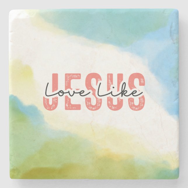 Love Like Jesus Inspirational Christian Quote Stone Coaster (Front)