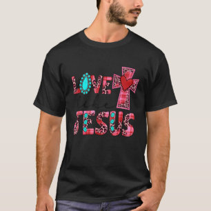 Love Like Jesus Pink Leopard Plaid Christian Valen T-Shirt